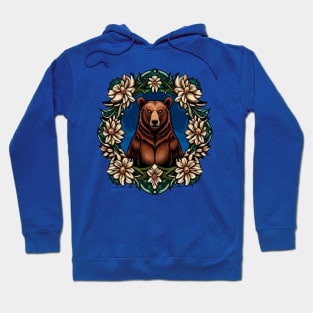 A Brown Bear Surrounded By Bitterroot Montana State Tattoo Art Hoodie